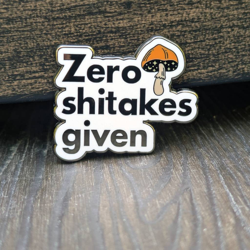 Mimic Gaming Co - Zero Shitakes Given Mushroom Themed Enamel Pin - 1.5"