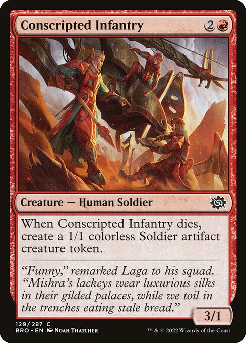 Conscripted Infantry - The Brothers' War () #129 [Foil] [Foil]