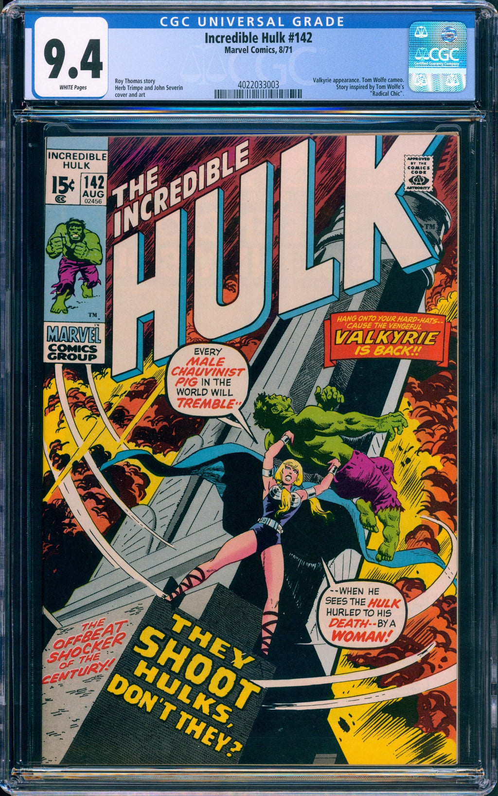 CGC 9.4 Incredible Hulk #142