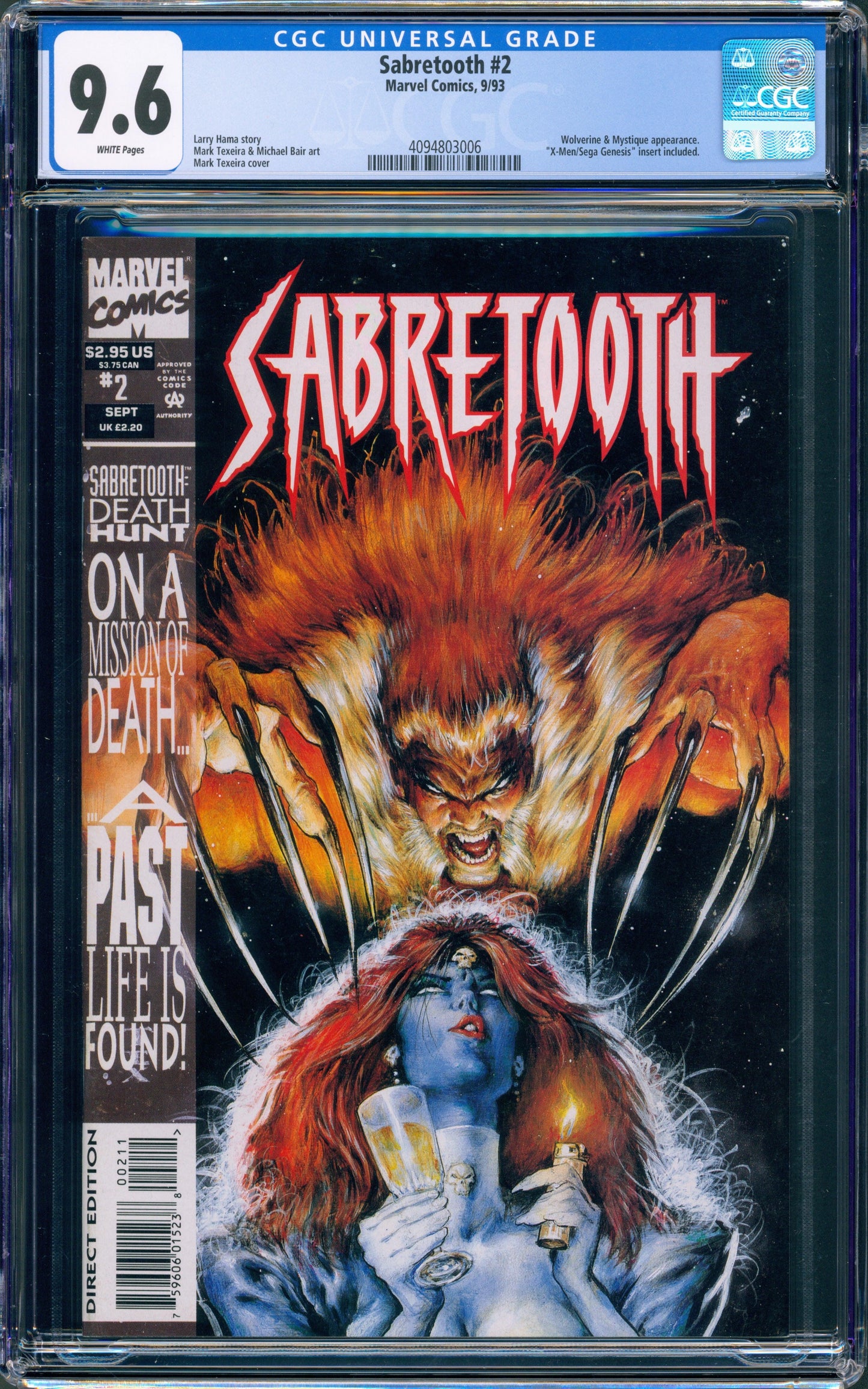 CGC 9.6 Sabretooth #2 Newsstand