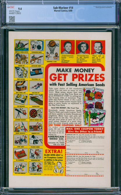 CGC 9.4 Sub-Mariner #14 (1969)