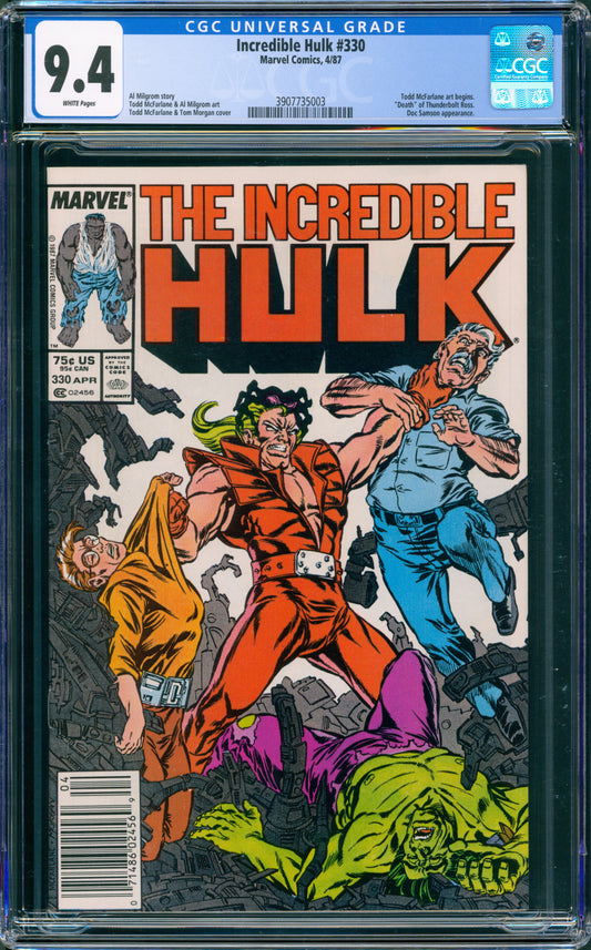 CGC 9.4 Incredible Hulk #330 Newsstand (1st McFarlane)