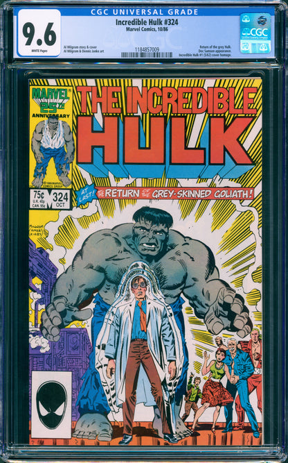 CGC 9.6 Incredible Hulk #324 (Grey Hulk)