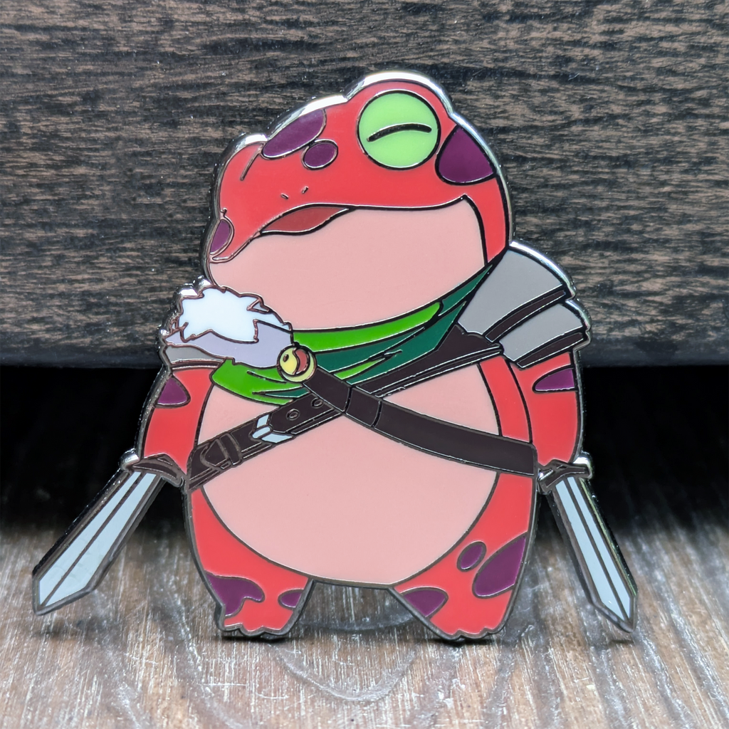 Mimic Gaming Co - Fighter Frog TTRPG Hard Enamel Pin -1.5"