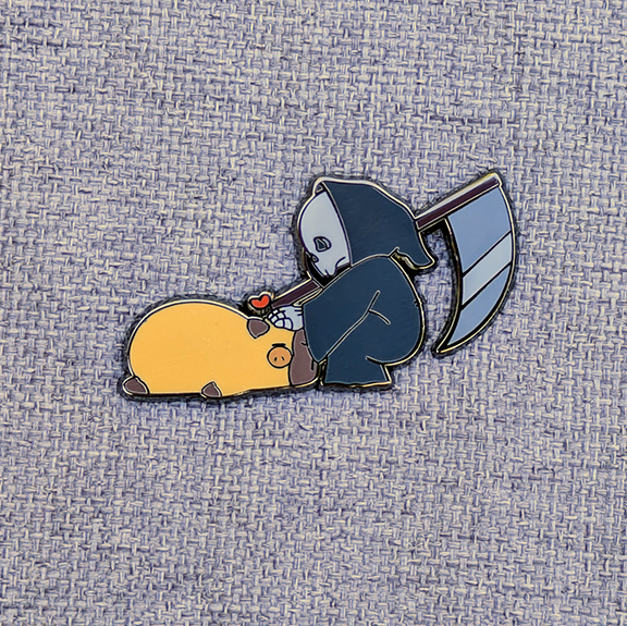 Mimic Gaming Co - Grim Reaper Petting Capybara Hard Enamel Pin -1.5"