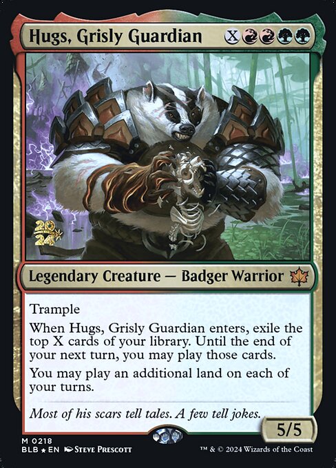 Hugs, Grisly Guardian - Bloomburrow Promos (PBLB) #218s [Foil] [Foil]