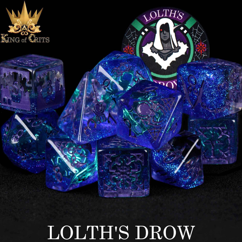 DNDDICEWHOLESALE.COM - Lolth's Drow - 11 Dice Set
