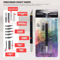 Pixiss - PIXISS Miniature Brushes with Precision Crafting Knife Bundl