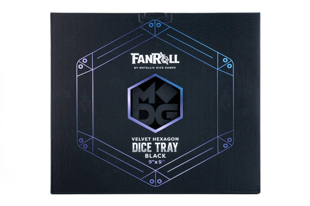 FanRoll by Metallic Dice Games - Hexagon Fold Down Dice Tray with Premium Box Packaging:Black