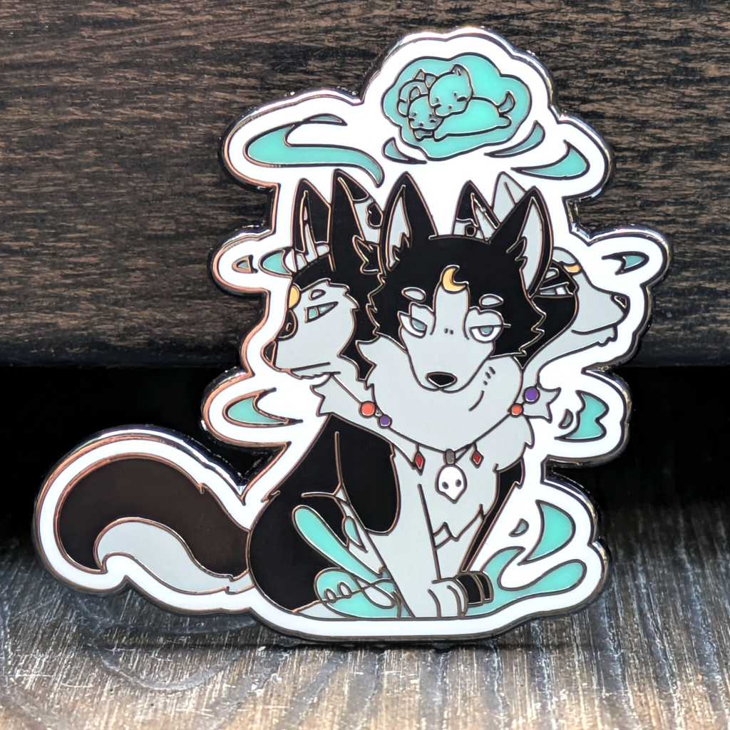 Mimic Gaming Co - Necromancer Cerberus TTRPG Hard Enamel Pin -1.5"