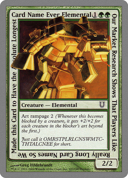 Our Market Research Shows That Players Like Really Long Card Names So We Made this Card to Have the Absolute Longest Card Name Ever Elemental - Unhinged (UNH) #107