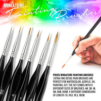 Pixiss - PIXISS Fine Tip Miniature Brushes - 6PC