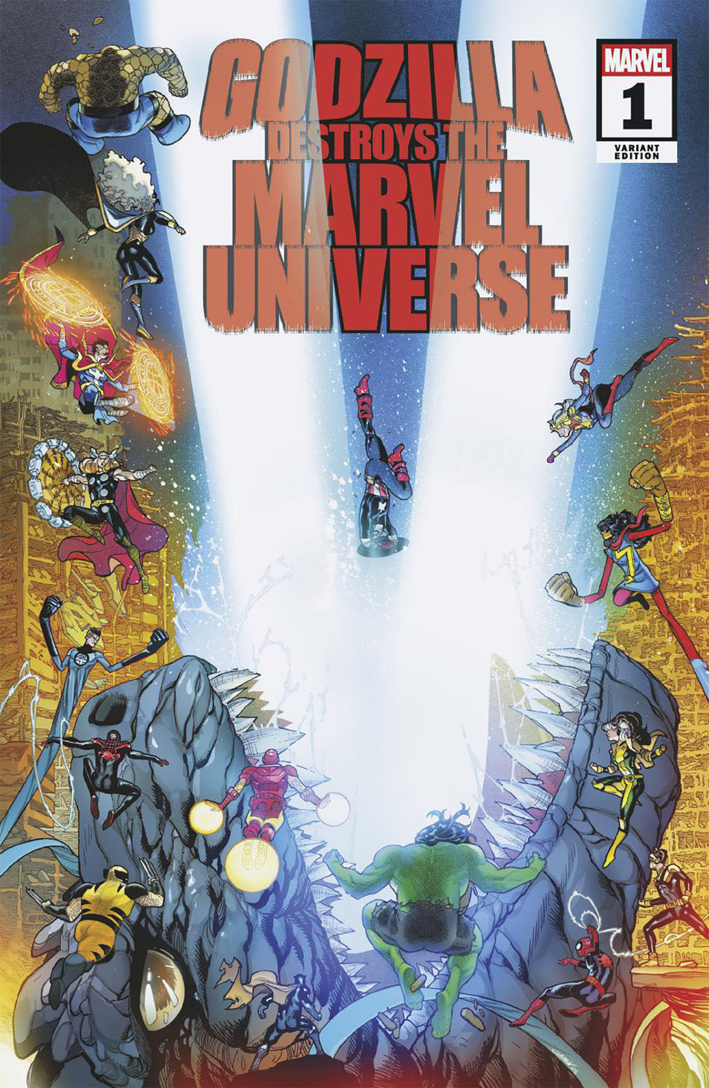 Godzilla Destroys The Marvel Universe #1 Javier Garron Variant