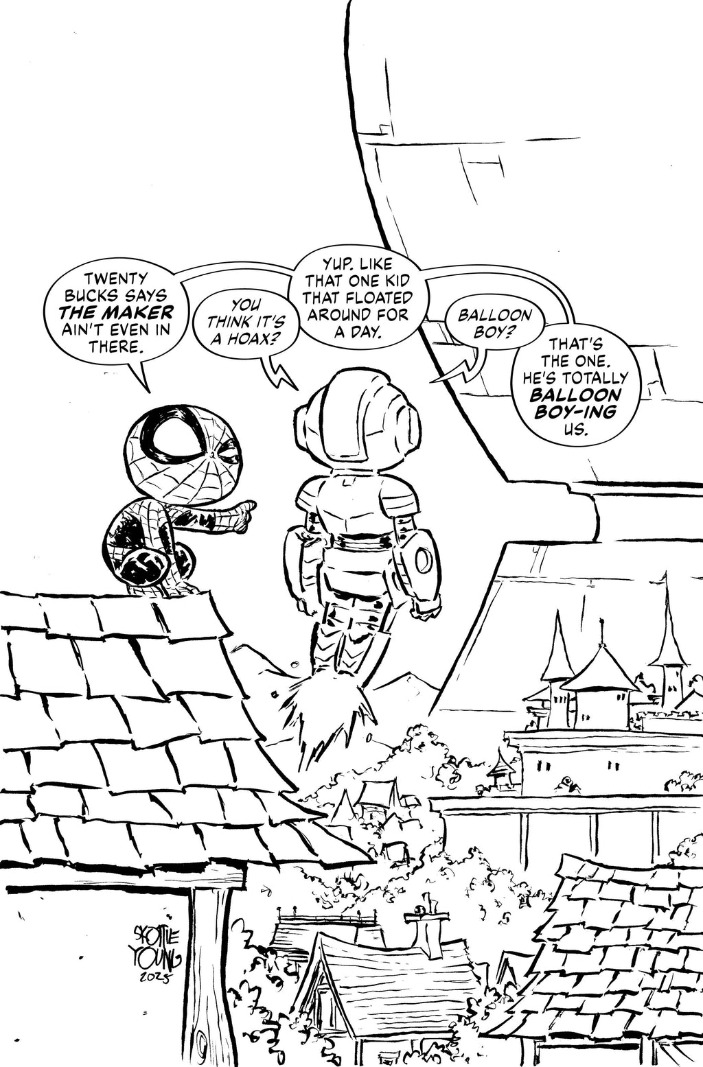 Ultimate Endgame #1 Skottie Young Black And White Full Art Variant