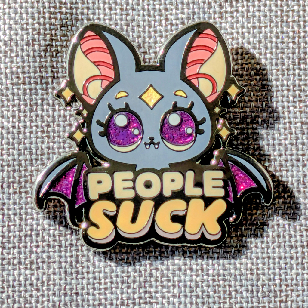 Mimic Gaming Co - People Suck Sparkly Bat Enamel Pin - 1.5"