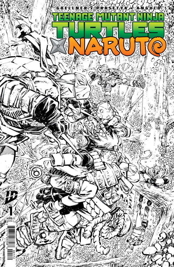 Teenage Mutant Ninja Turtles X Naruto #1 2nd Print 10 Copy Black & White