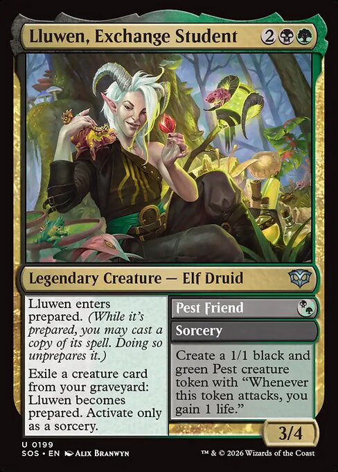 Lluwen, Exchange Student // Pest Friend - Secrets of Strixhaven () #199 [Foil] [Foil]