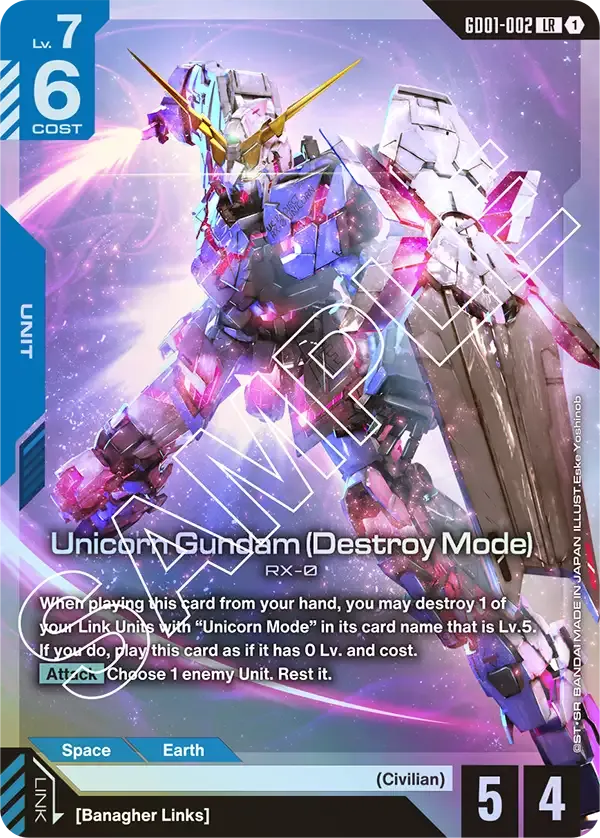 Unicorn Gundam (Destroy Mode) - Newtype Rising [GD01] (GD01-002) #002