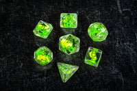 FanRoll by Metallic Dice Games - Dragon Storm Inclusion Resin Dice Set: Green Dragon