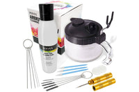 Pixiss - Airbrush Cleaning Kit Brush Cleaner Solution - Airbrush Clean Pot Glass Cleaning Jar with Holder, Air Brush Cleaner and Thinner, 5pc Cleaning Needles, 5pc Cleaning Brushes, 1 Wash Needle, 2 Filters