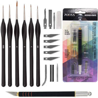 Pixiss - PIXISS Miniature Brushes with Precision Crafting Knife Bundl