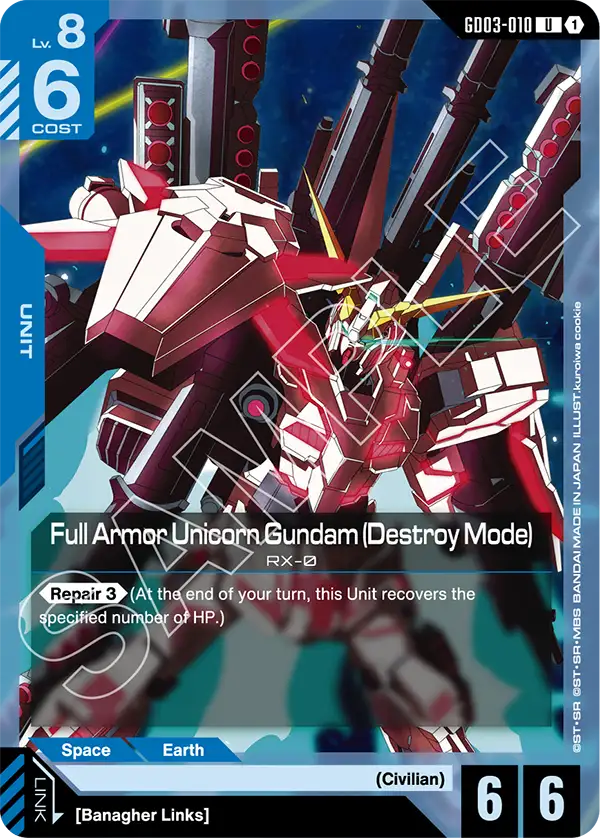 Full Armor Unicorn Gundam (Destroy Mode) - Steel Requiem (GD03-010) #010