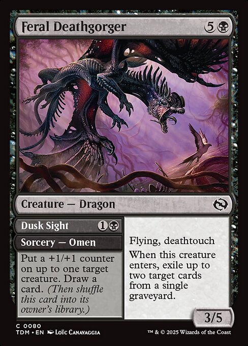 Feral Deathgorger // Dusk Sight - Tarkir: Dragonstorm () #80 [Foil] [Foil]