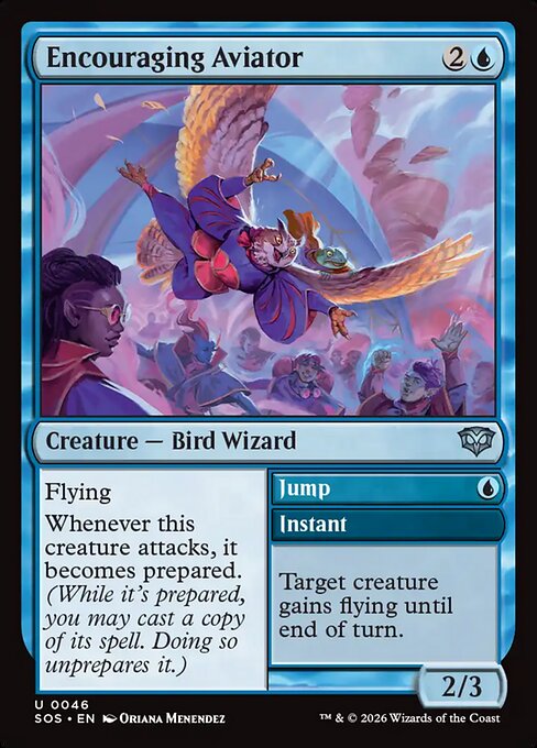 Encouraging Aviator // Jump - Secrets of Strixhaven () #46 [Foil] [Foil]