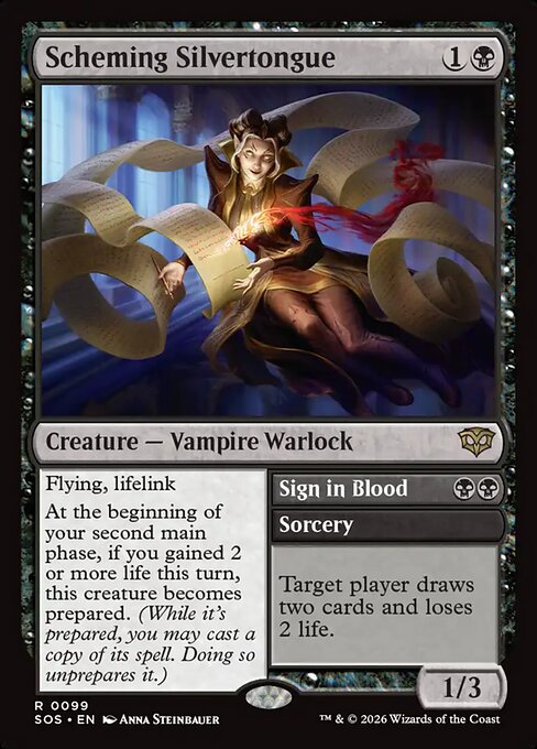 Scheming Silvertongue // Sign in Blood - Secrets of Strixhaven (SOS) #99 [Foil] [Foil]