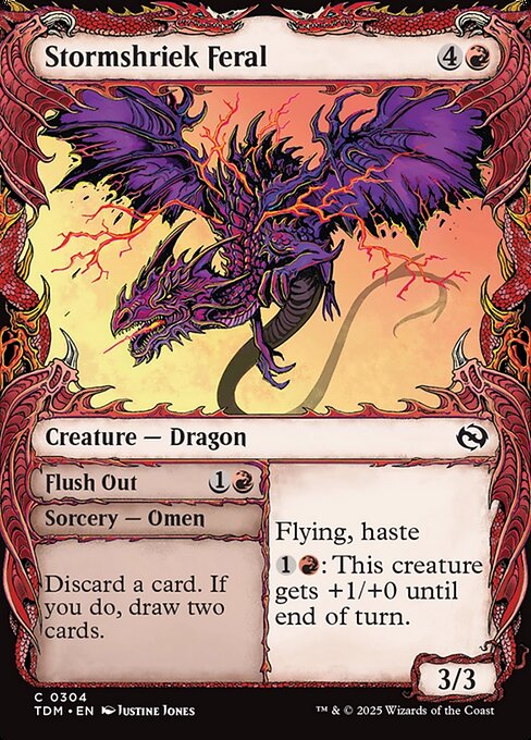 Stormshriek Feral // Flush Out - Tarkir: Dragonstorm () #304 [Foil] [Foil]