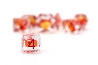FanRoll by Metallic Dice Games - Dragon Storm Inclusion Resin Dice Set: Red Dragon
