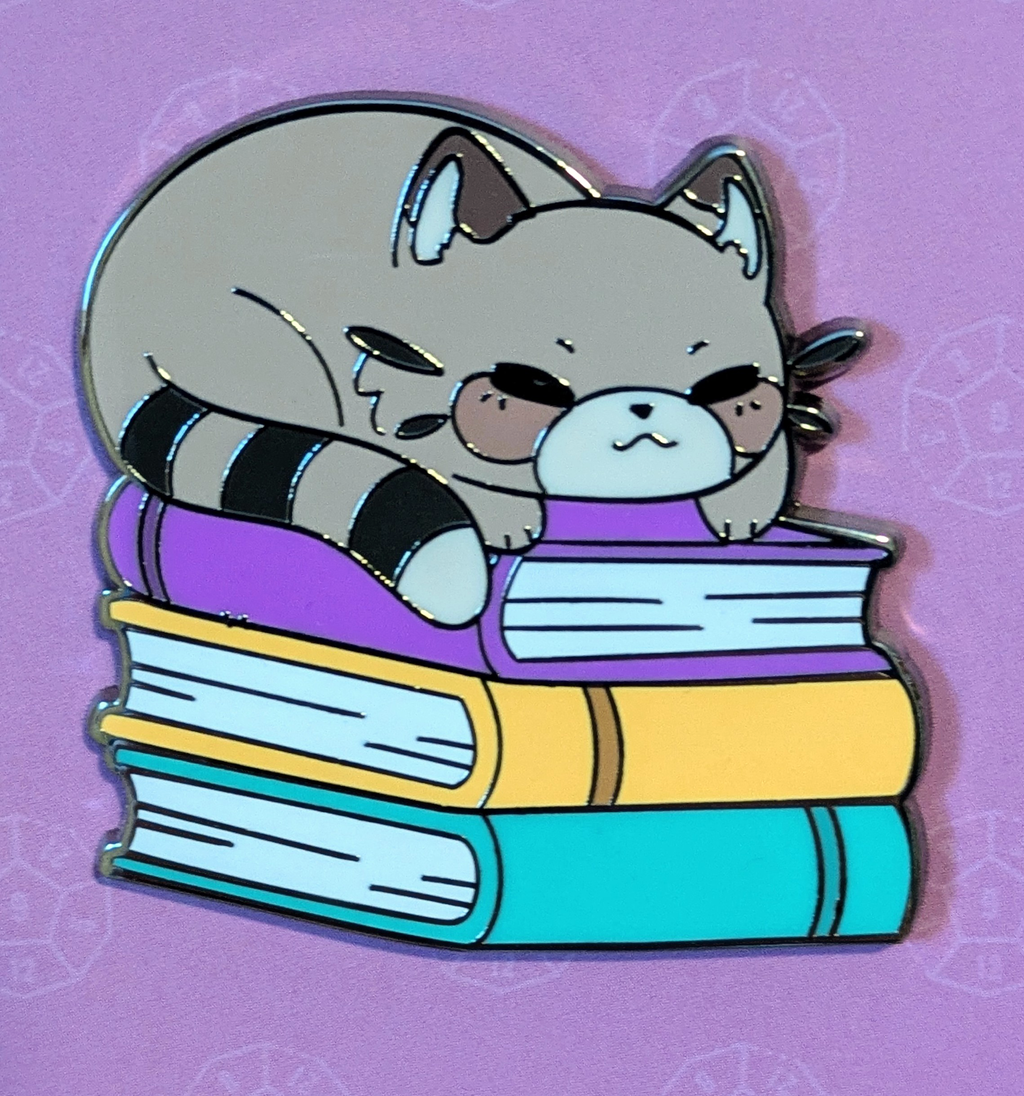 Mimic Gaming Co - Cat On Pile of Books Hard Enamel Pin -1.5"