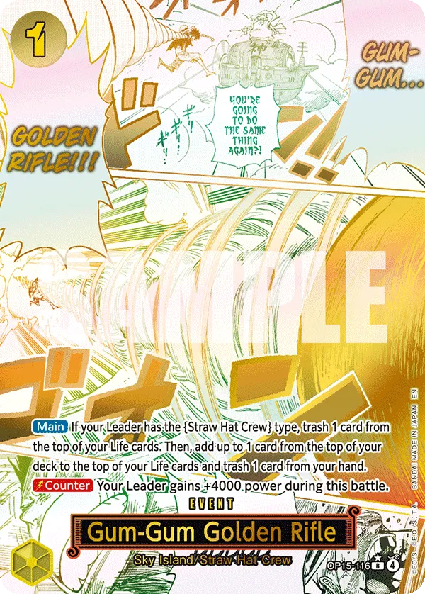 Gum-Gum Golden Rifle - ADVENTURE ON KAMI'S ISLAND- [OP15-EB04] (OP15-116_p1) #116_p1 [Alt Art]
