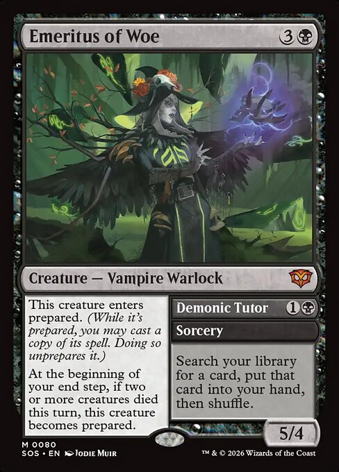 Emeritus of Woe // Demonic Tutor - Secrets of Strixhaven (SOS) #80 [Foil] [Foil]
