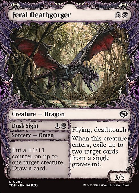 Feral Deathgorger // Dusk Sight - Tarkir: Dragonstorm () #298 [Foil] [Foil]