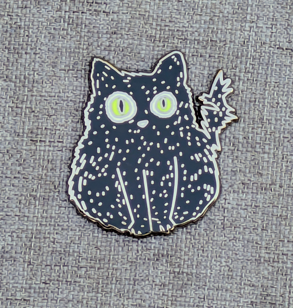Mimic Gaming Co - Electrified Black Cat Hard Enamel Pin -1.5"