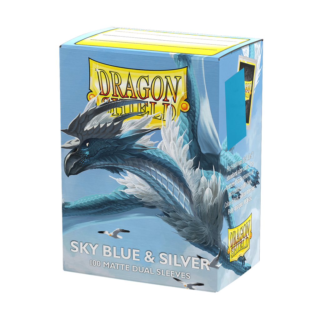 Dragon Shield - Sky Blue & Silver - Matte Dual Standard Sleeves (100 Sleeves)