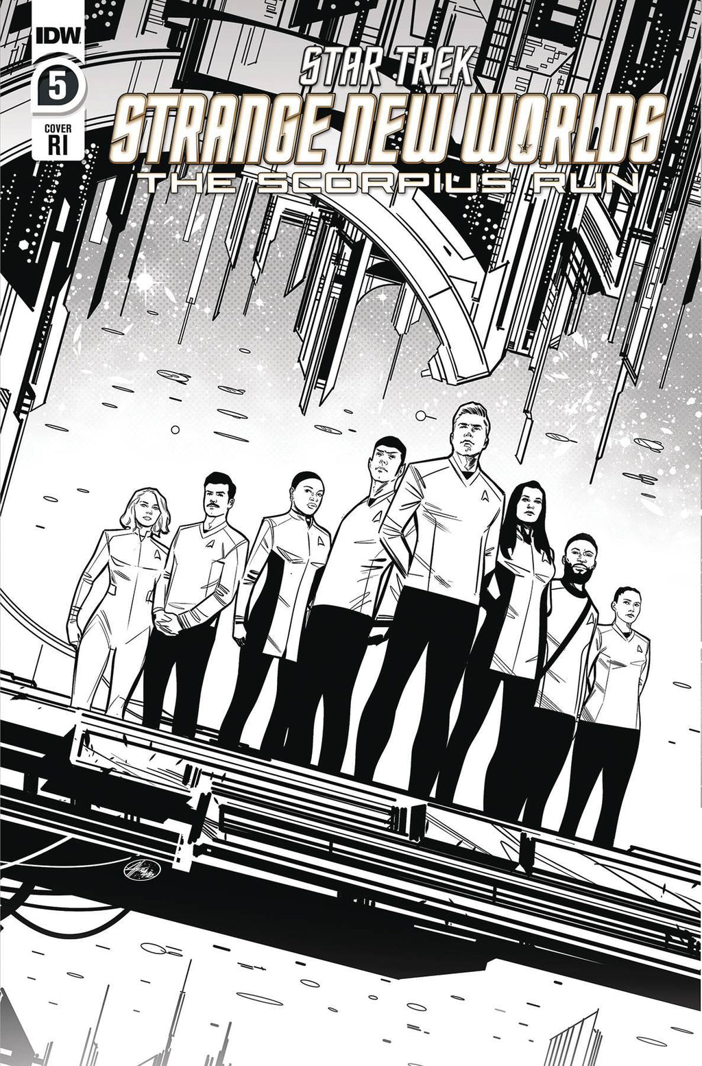 STAR TREK SNW SCORPIUS RUN #5 CVR D 1:10 HERNANDEZ B&W