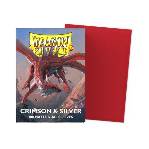 DRAGON SHIELD 100CT BOX DUAL MAT CRIMSON & SILVE
