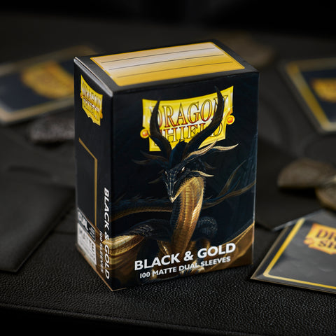 DRAGON SHIELD 100CT BOX DUAL MATTE BLACK & GOLD